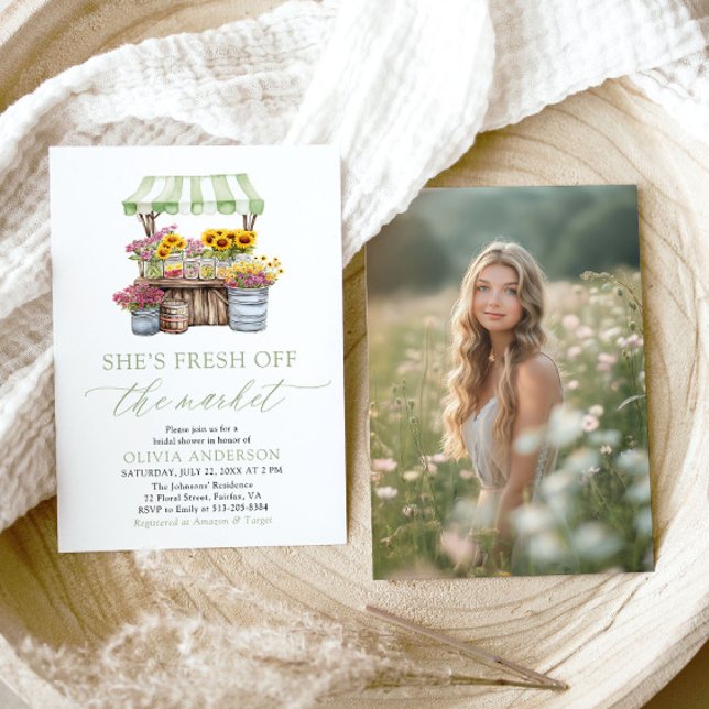 Green She’s Fresh Off The Market Bridal Shower Invitation (Green She’s Fresh Off The Market Bridal Shower Invitation)