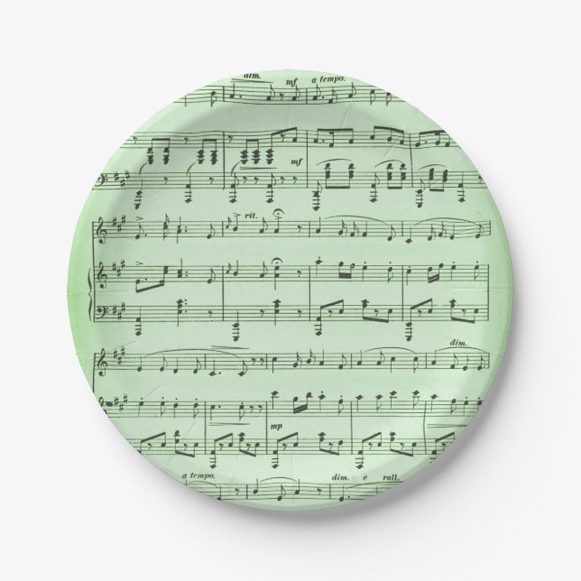 Green Sheet Music Paper Plate (Front)