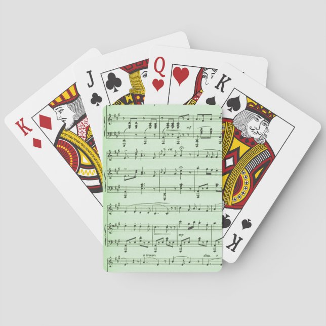 Green Sheet Music Playing Cards (Back)