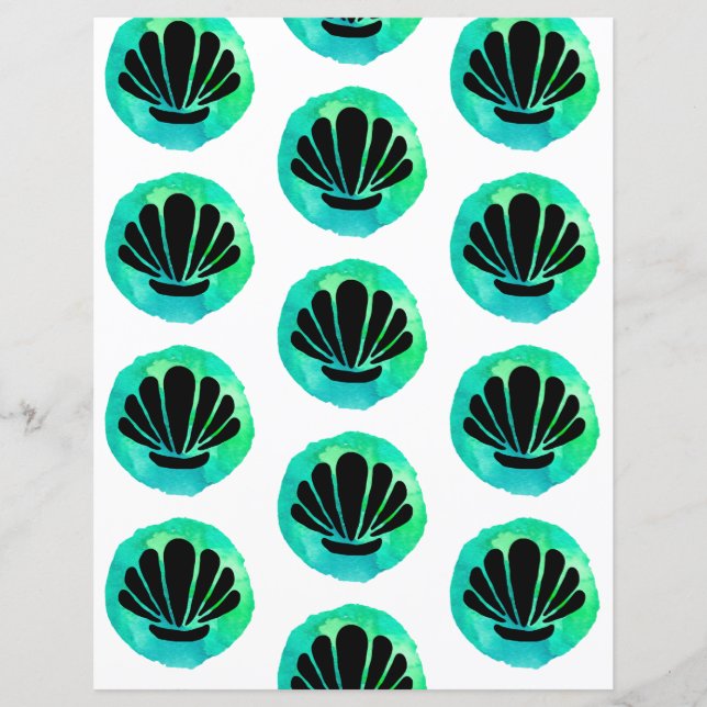 Green Shell Pattern Scrapbook Paper (Front)