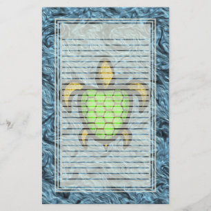 Green Shell Turtle Lined Stationery