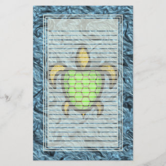 Green Shell Turtle Lined Stationery