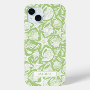 Green Shells Personalised iPhone 15 Mini Case