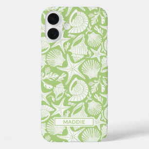 Green Shells Personalised iPhone 16 Plus Case