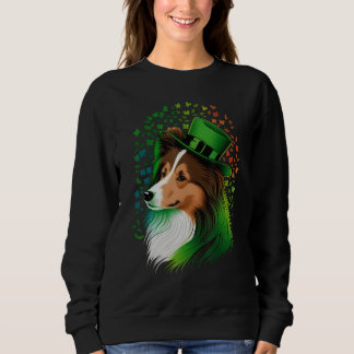 Green Sheltie shamrock on St Patricks Day Shetland Sweatshirt