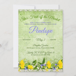 Green She's Fresh off the Market Garden Shower Invitation
