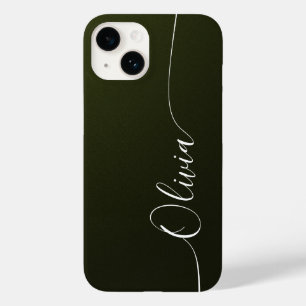 Green Shimmer Elegant Calligraphy Script Name Case-Mate iPhone 14 Case