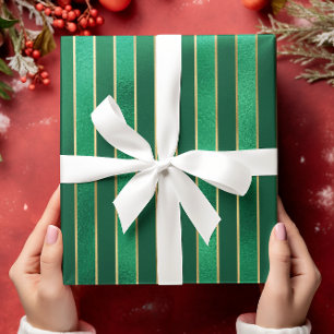 Green Shimmer Satin Striped Christmas Wrapping Paper