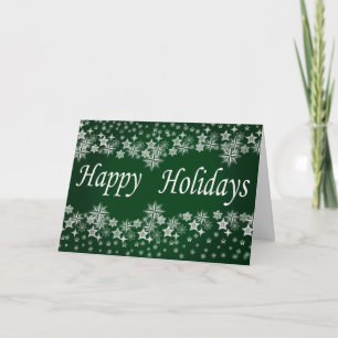 Green Shining Stars Happy Holiday Greetings Card