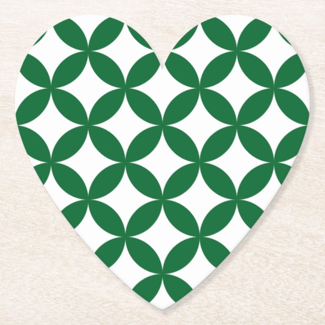 Green Shippo Heart Paper Coaster (Front)