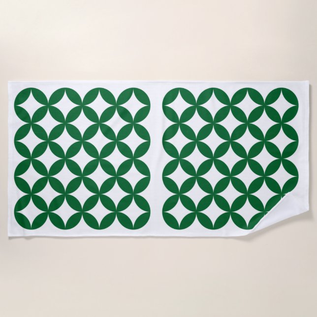 Green Shippo Pattern Beach Towel (Front)
