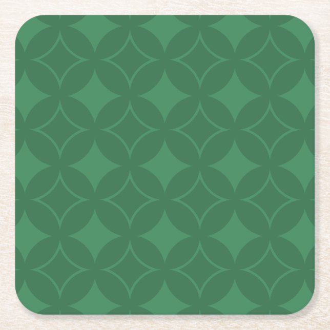 Green Shippo pattern Square Paper Coaster (Front)