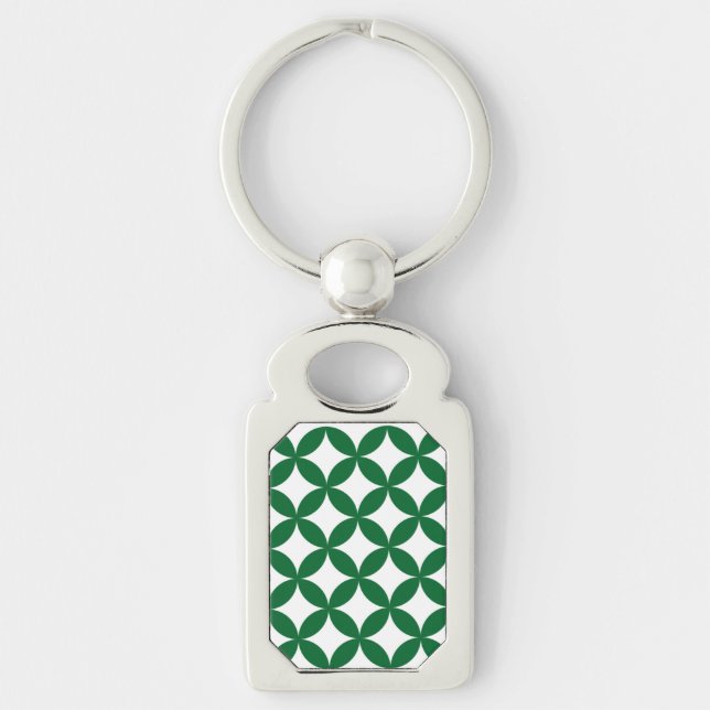 Green Shippo Rectangle Metal Keychain (Front)
