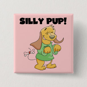 Green Shirt Silly Pup Tshirts and Gifts 15 Cm Square Badge