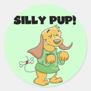 Green Shirt Silly Pup Tshirts and Gifts Classic Round Sticker