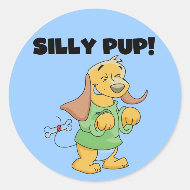 Green Shirt Silly Pup Tshirts and Gifts Classic Round Sticker (Front)