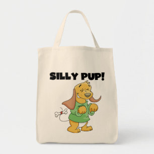 Green Shirt Silly Pup Tshirts and Gifts Tote Bag