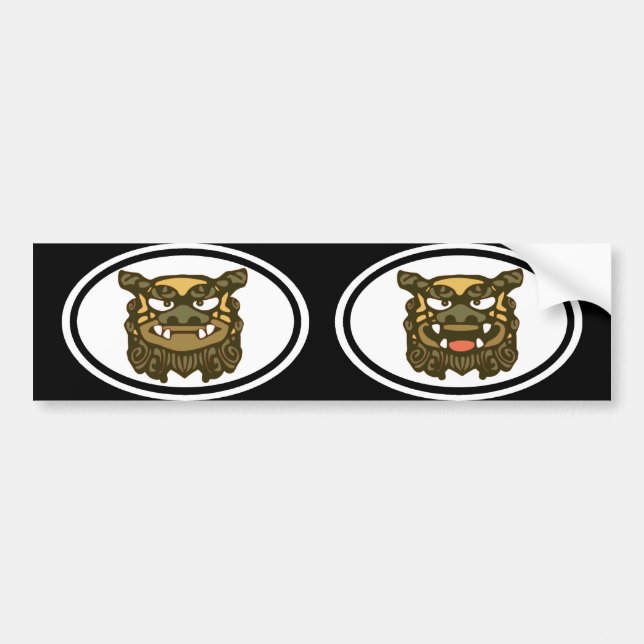 Green Shisa pair Bumper Sticker (Front)