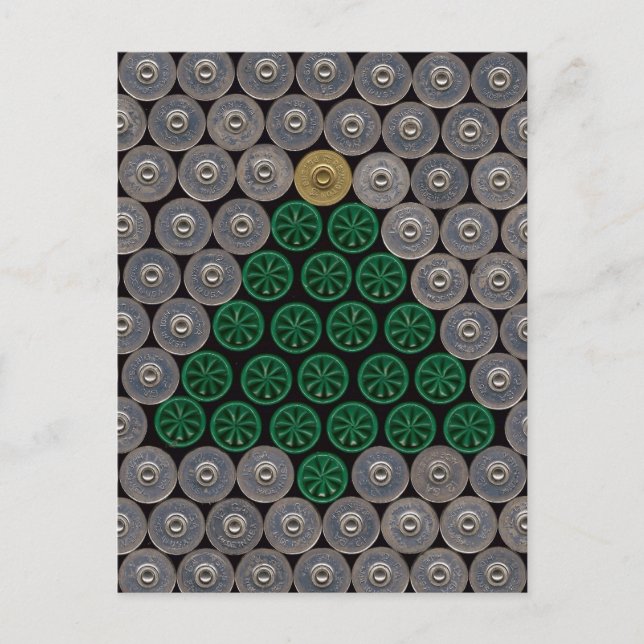 Green Shotgun shell tree Christmas Card 2 (Front)