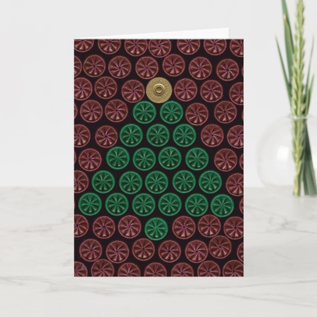 Green Shotgun Shell tree Holiday Card (Front)