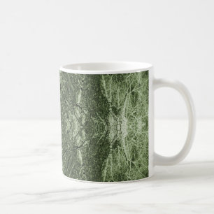 Green silhouetted tree pattern coffee mug