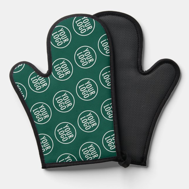 Green Silicone Oven Mitt with Custom Logo Pattern (Front/Back)