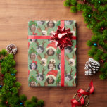 Green Silly Christmas Hats Six Photo Wrapping Paper<br><div class="desc">Get fun and festive with this custom gift wrapping paper that puts six people or pets in silly Christmas season themed "hats" from a fluffy red Santa hat, reindeer antlers, a pudding dessert, a decorated tree and a red bow. For best results, please upload photos that are pre-cropped to be...</div>