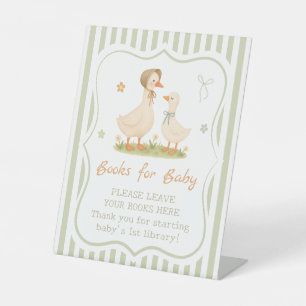 Green Silly Goose Baby Shower Books for Baby Pedestal Sign