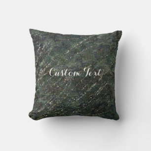Green & Silver Army Camo Sparkle Elegant Glam Cushion