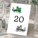 Green Silver Dragon Wedding Table Card<br><div class="desc">Perfect for an elegant fantasy tabletop game themed wedding is this nerdy and unique Dragon Wedding Table Card featuring a vibrantly coloured silver dragon and green dragon. Easy to customise,  simply add the appropriate table number(s) in the text fields provided. Click "Customise It" to find more personalisation options.</div>