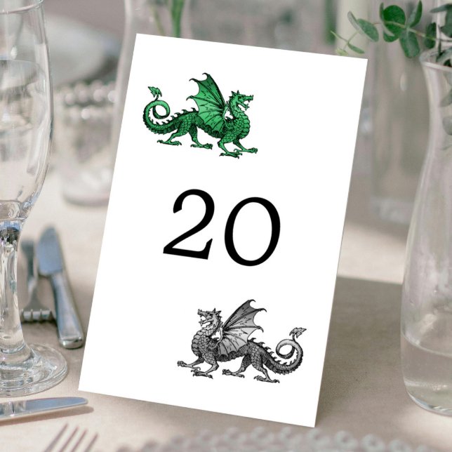 Green Silver Dragon Wedding Table Card (Green Silver Dragon Wedding Table Card)