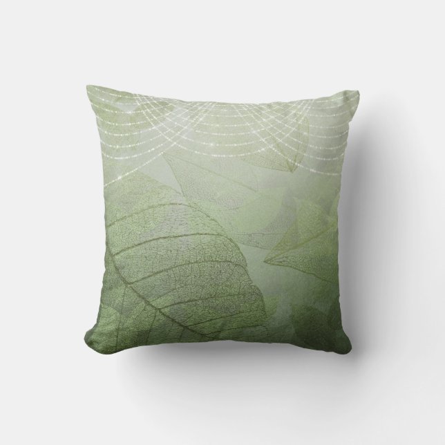 Green Silver Glitter Elegant Romantic Fantasy Cushion (Front)