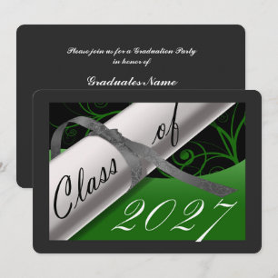 Green & Silver Graduation Party Invitation