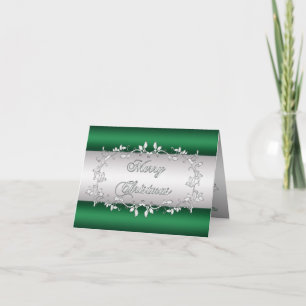 Green, Silver Holly Vines Corporate Christmas Card