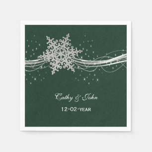 green Silver  personalised wedding napkin