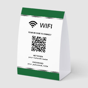 Green Silver QR Code Wifi Network and Password