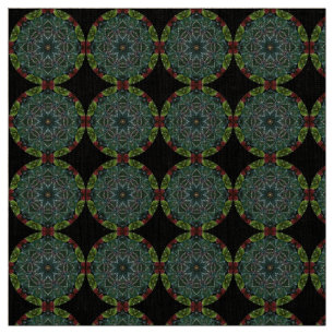 Green Silver Red Christmas Fabric