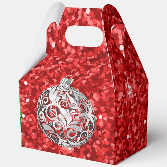 Green Silver Red Favour Box (Front)