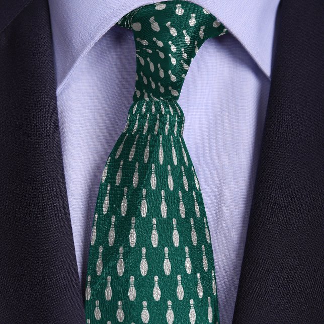 Green Simple Bowling Pin Design Tie (Creator Uploaded)