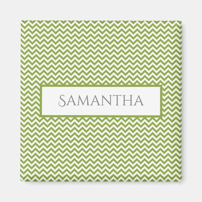 Green Simple Chevron Personalised Magnet (Front)