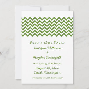 Green Simple Chevron Save the Date Invite