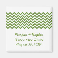 Green Simple Chevron Save the Date Magnet