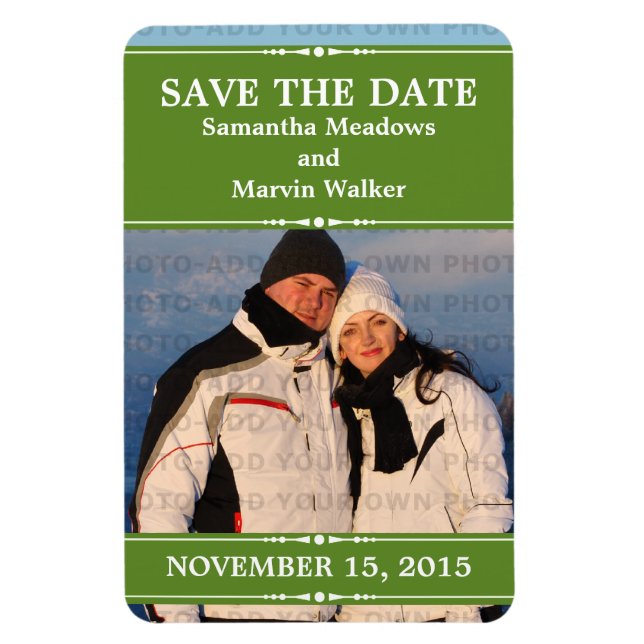Green Simple Chic Photo Save the Date Magnet (Vertical)