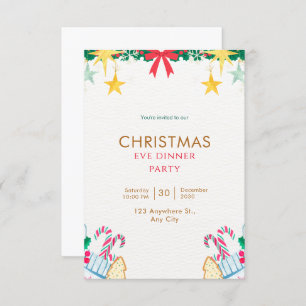 Green Simple Christmas Eve Dinner Party Invitation