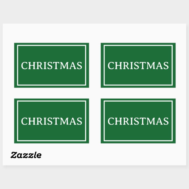 Green Simple Christmas Word Rectangular Sticker (Sheet)