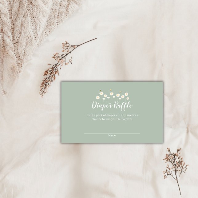 Green Simple Daisy Baby Shower Diaper Raffle Enclosure Card (Green Simple Daisy Baby Shower Diaper Raffle Enclosure Card)