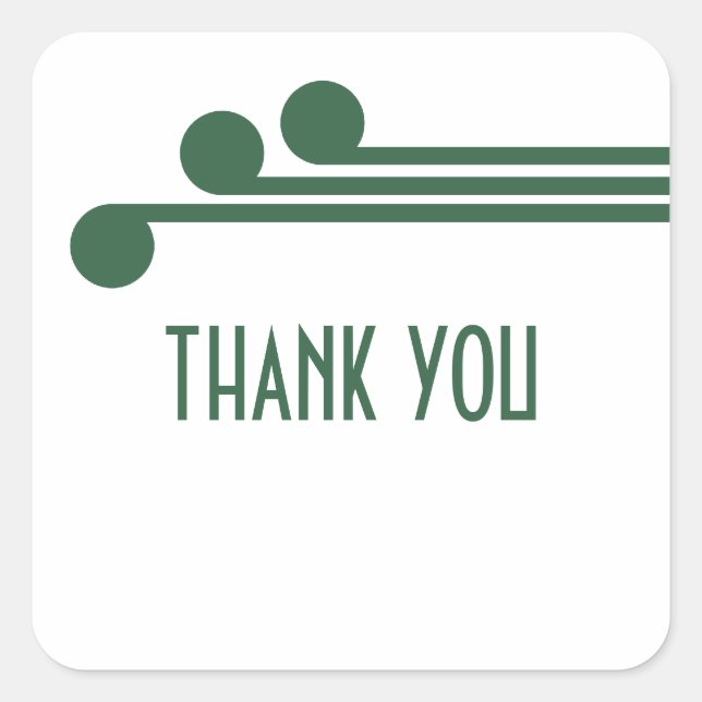 Green Simple Deco Chic Thank You Stickers (Front)