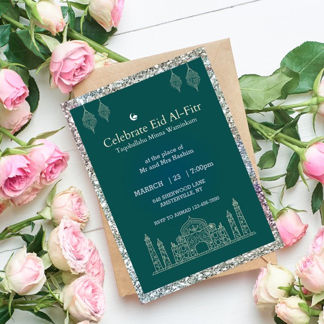 Green Simple Eid al fitr celebration Invitation (Creator Uploaded)
