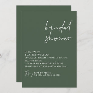 Green Simple Elegant Modern Bridal Shower  Invitation