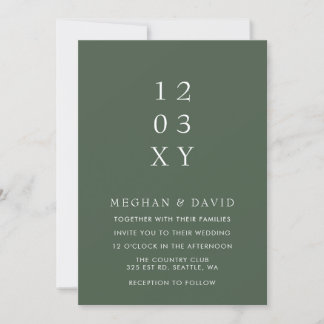 Green Simple Elegant Modern Wedding  Invitation